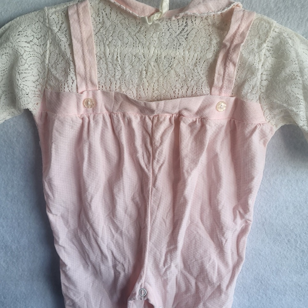 vintage‎ 60s pink and cream lace baby onepiece outfit large 20-28 lb trimfit - Picture 5 of 7